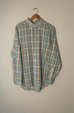 Vineyard Vines Whale Shirt XL Men's Plaid Button Down  Cotton Teal Orange